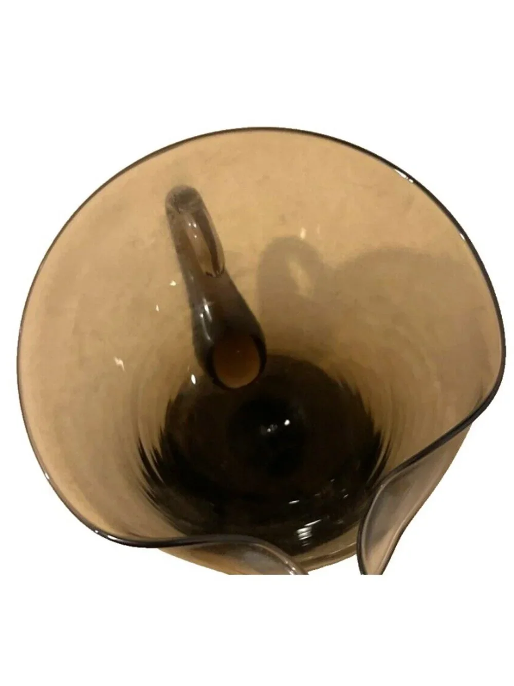 Vintage Mid Century Modern Smoke Gray Art Glass Pitcher Pinched Spout 9